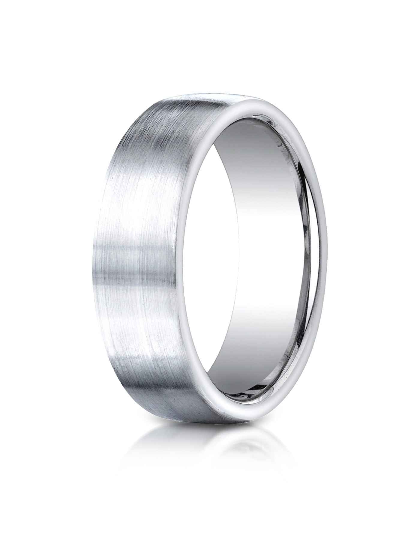 BENCHMARK Mens 7.5MM Satin Finish Cobalt Wedding Band front view