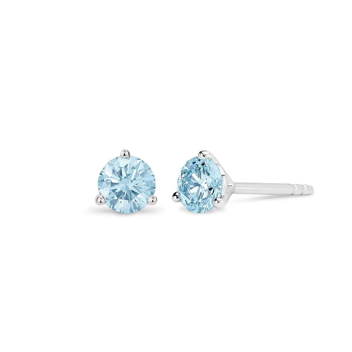 Lightbox Lab-Grown Diamond 1/2ct. tw. Round Blue Solitaire Earrings in 10KT White Gold