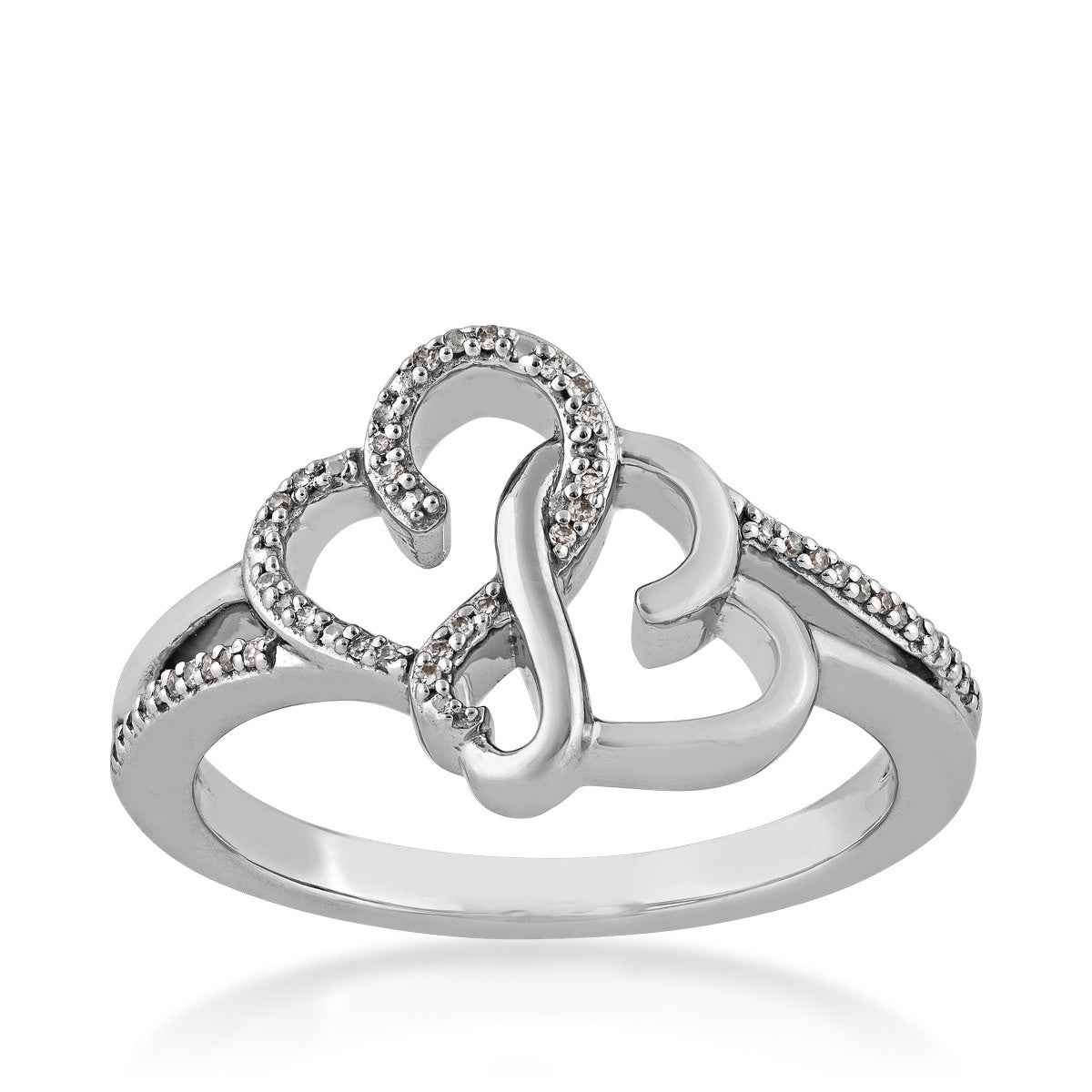 Infinite Love Diamond Accent Triple Heart Ring in Sterling Silver