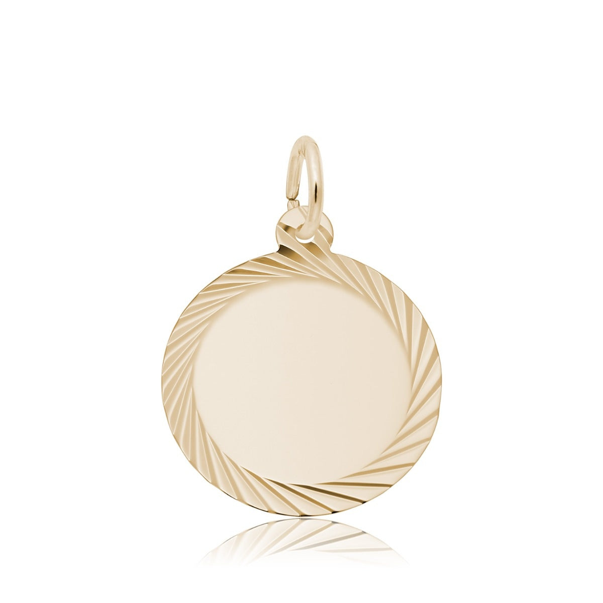 Small Diamond Cut Disc Charm in 14K Yellow Gold