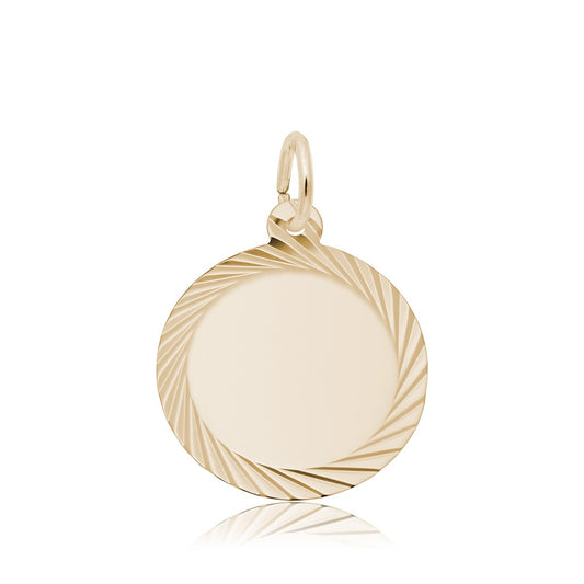Small Diamond Cut Disc Charm in 14K Yellow Gold