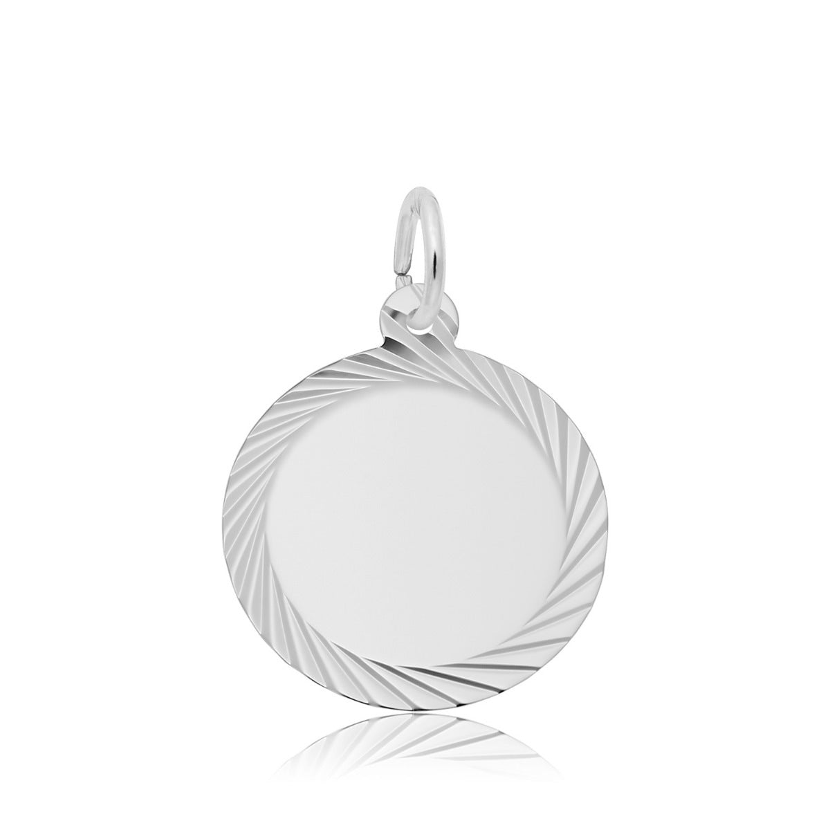 Small Diamond Cut Disc Charm in Sterling Silver