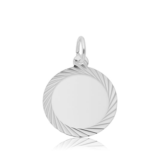 Small Diamond Cut Disc Charm in Sterling Silver