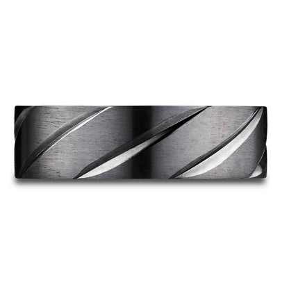 BENCHMARK Men's 7.5MM Grooved Black Titanium Wedding Band
