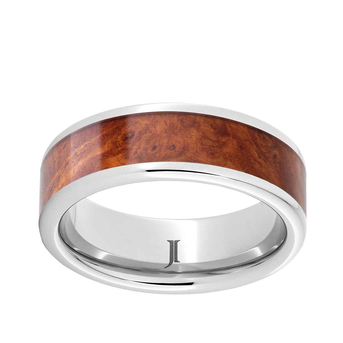 Men's 8mm Serinium Band with Burl Wood Inlay