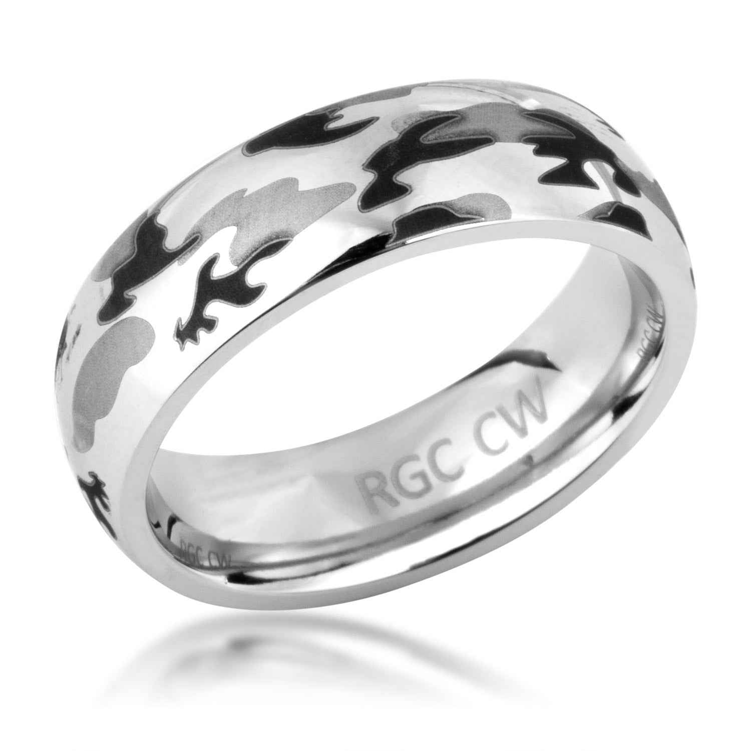 Mens Camo Cobalt Wedding Ring front view