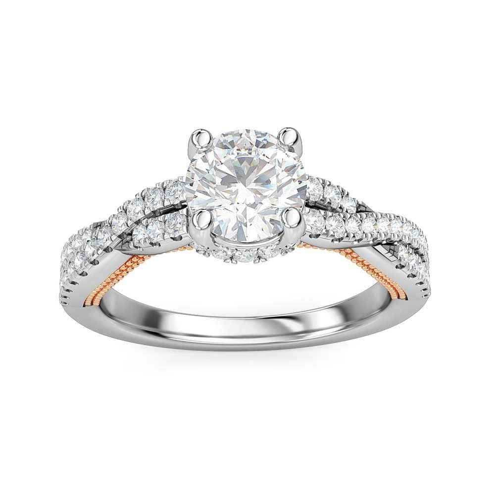 Designed With Love 3/8 ct. tw. Diamond Semi-Mount Engagement Ring with Twist Band in 14K White & Pink Gold