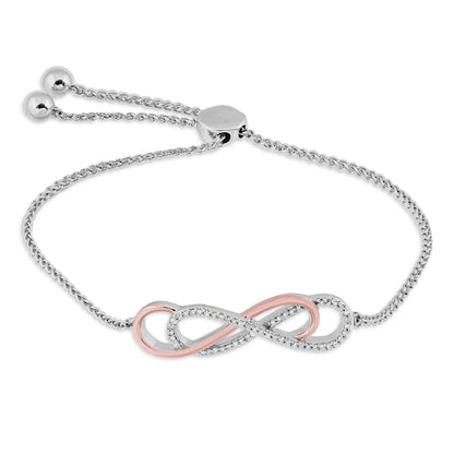 1/7 ct. tw. Diamond Double Infinity Fashion Bolo Bracelet in Two-Tone Sterling Silver