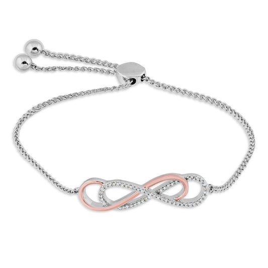 1/7 ct. tw. Diamond Double Infinity Fashion Bolo Bracelet in Two-Tone Sterling Silver