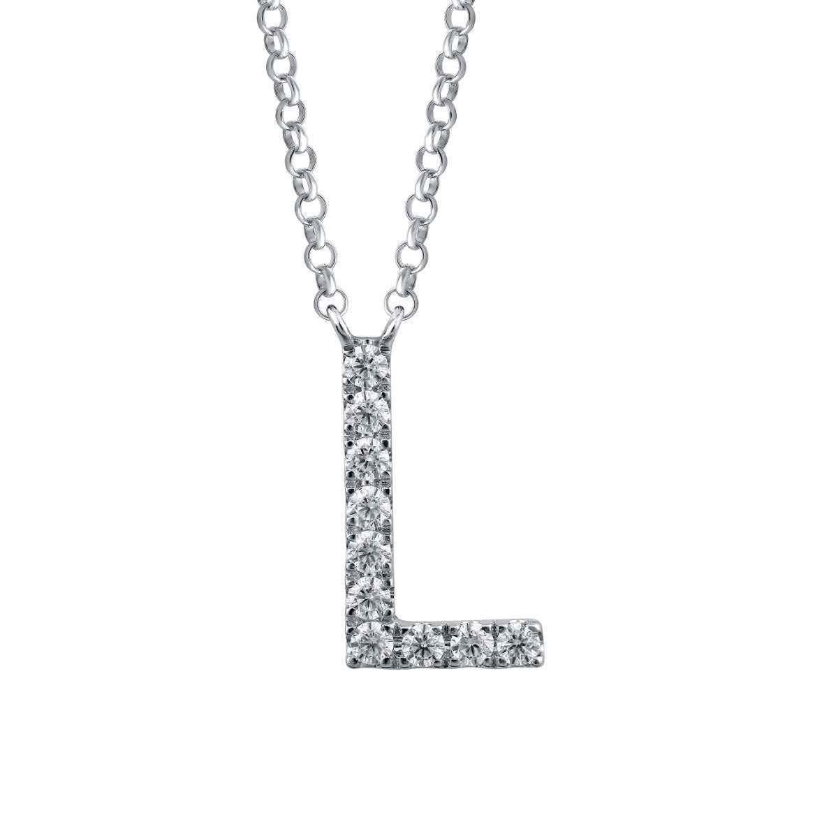1/10 ct. tw. Diamond Letter L 10mm Pendant in 10K White Gold