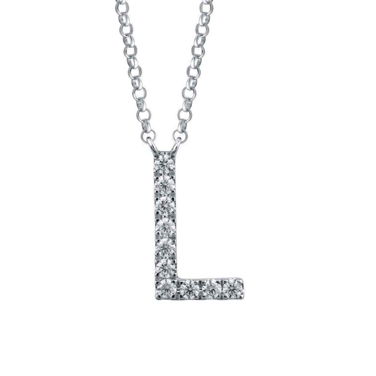 1/10 ct. tw. Diamond Letter L 10mm Pendant in 10K White Gold