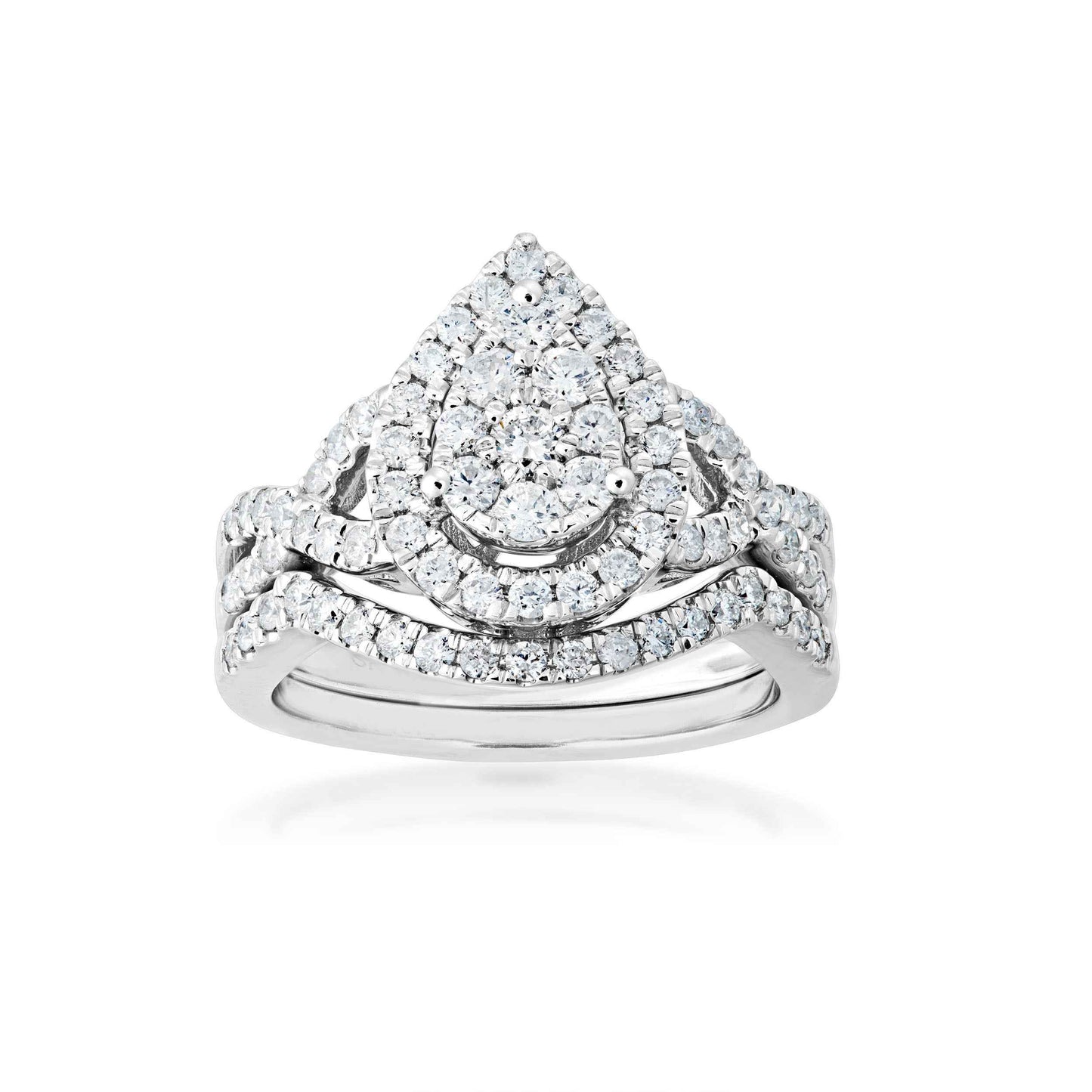 Fairytale Diamonds 1 ct. tw. Diamond Pear-Shaped Cluster Twist Wedding Set in 10K White Gold