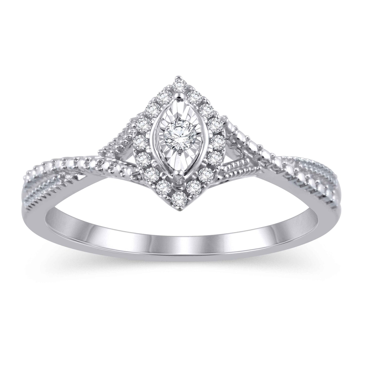 I Promise 1/10 ct. tw. Marquise-Shaped Diamond Promise Ring with Crossover Diamond Band in 10K White Gold