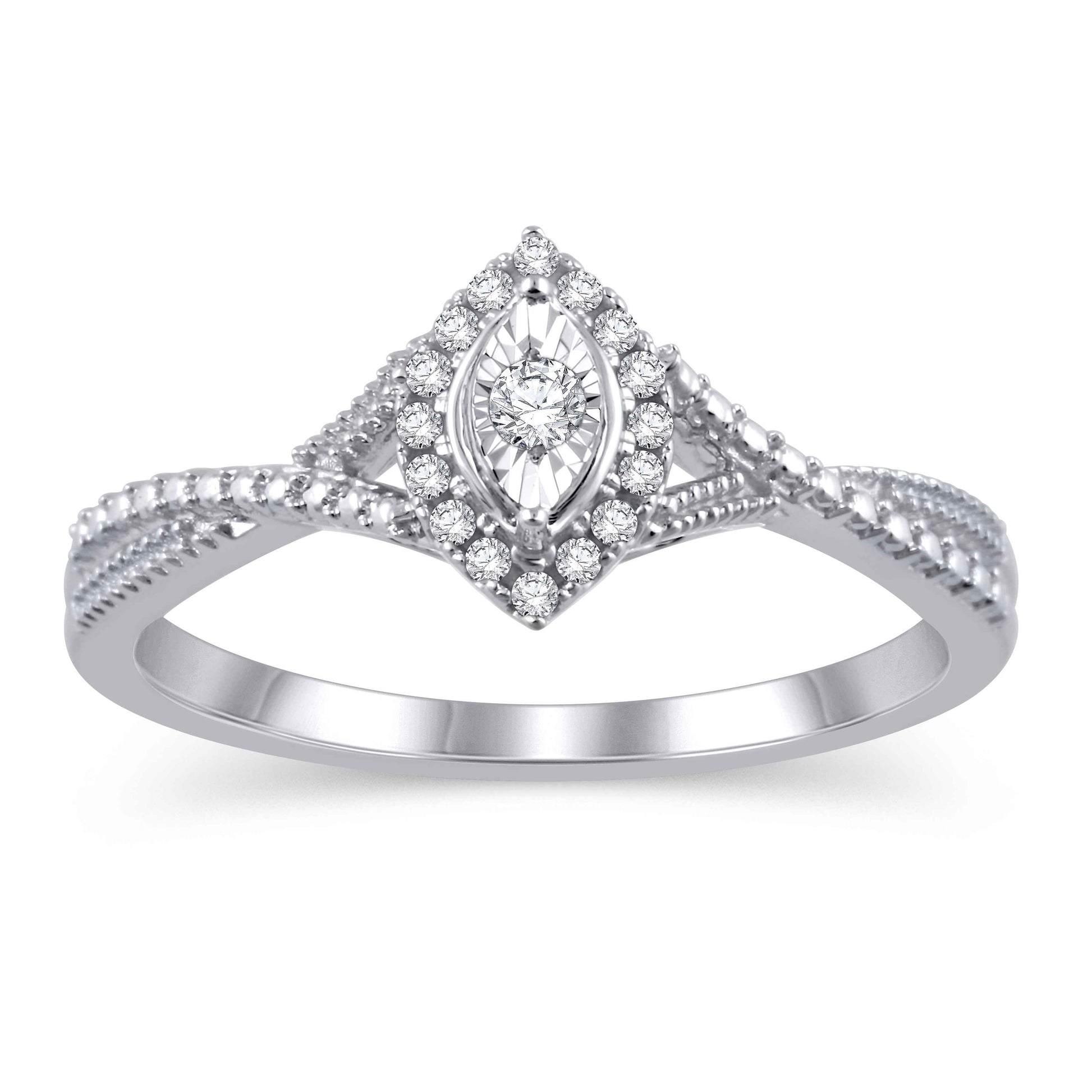 I Promise 1/10 ct. tw. Marquise-Shaped Diamond Promise Ring with Crossover Diamond Band in 10K White Gold