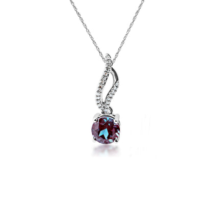 Created Alexandrite and .06 ct. tw. Diamond Fashion Pendant in 10K White Gold
