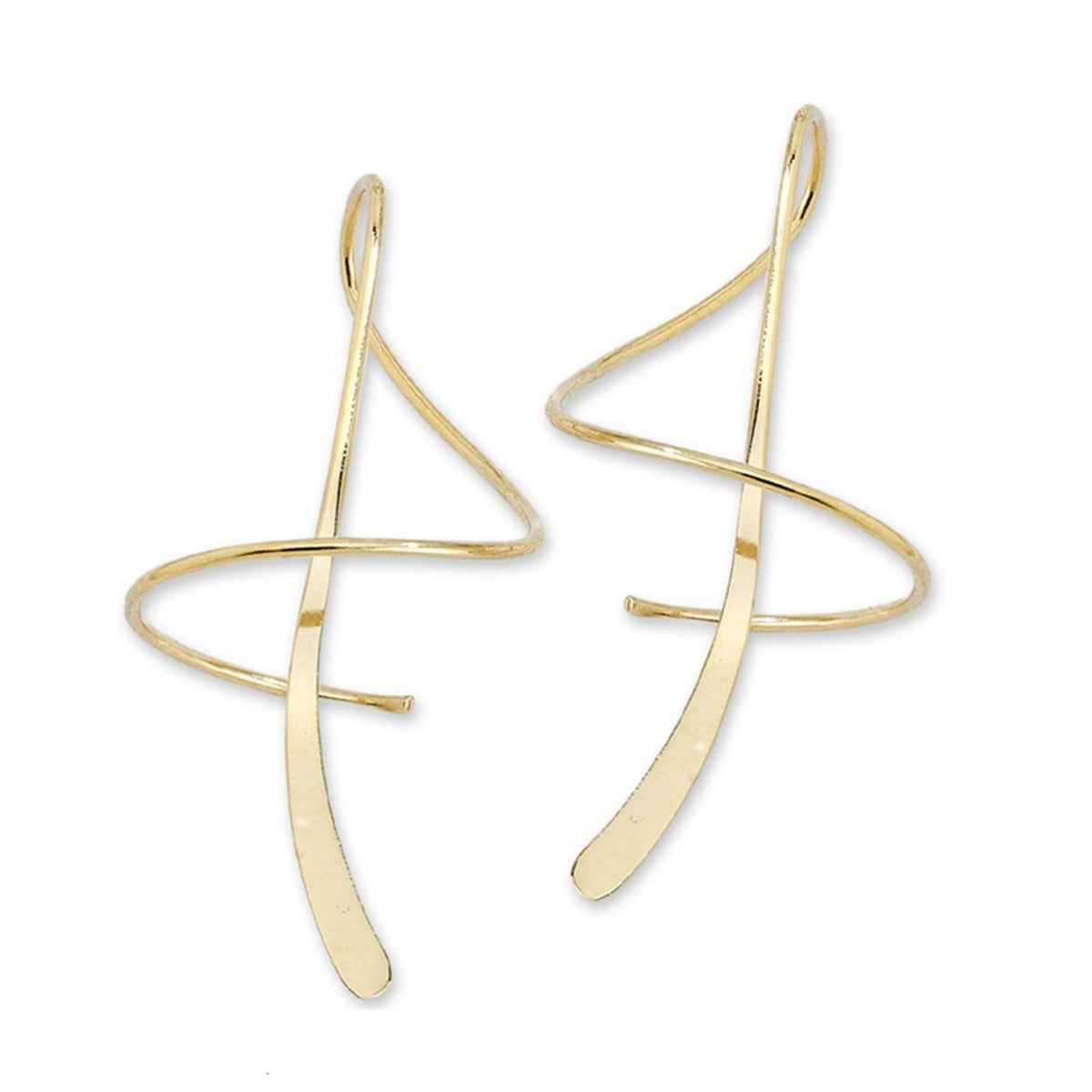 Classic Spiral Long Earrings in 10K Yellow Gold