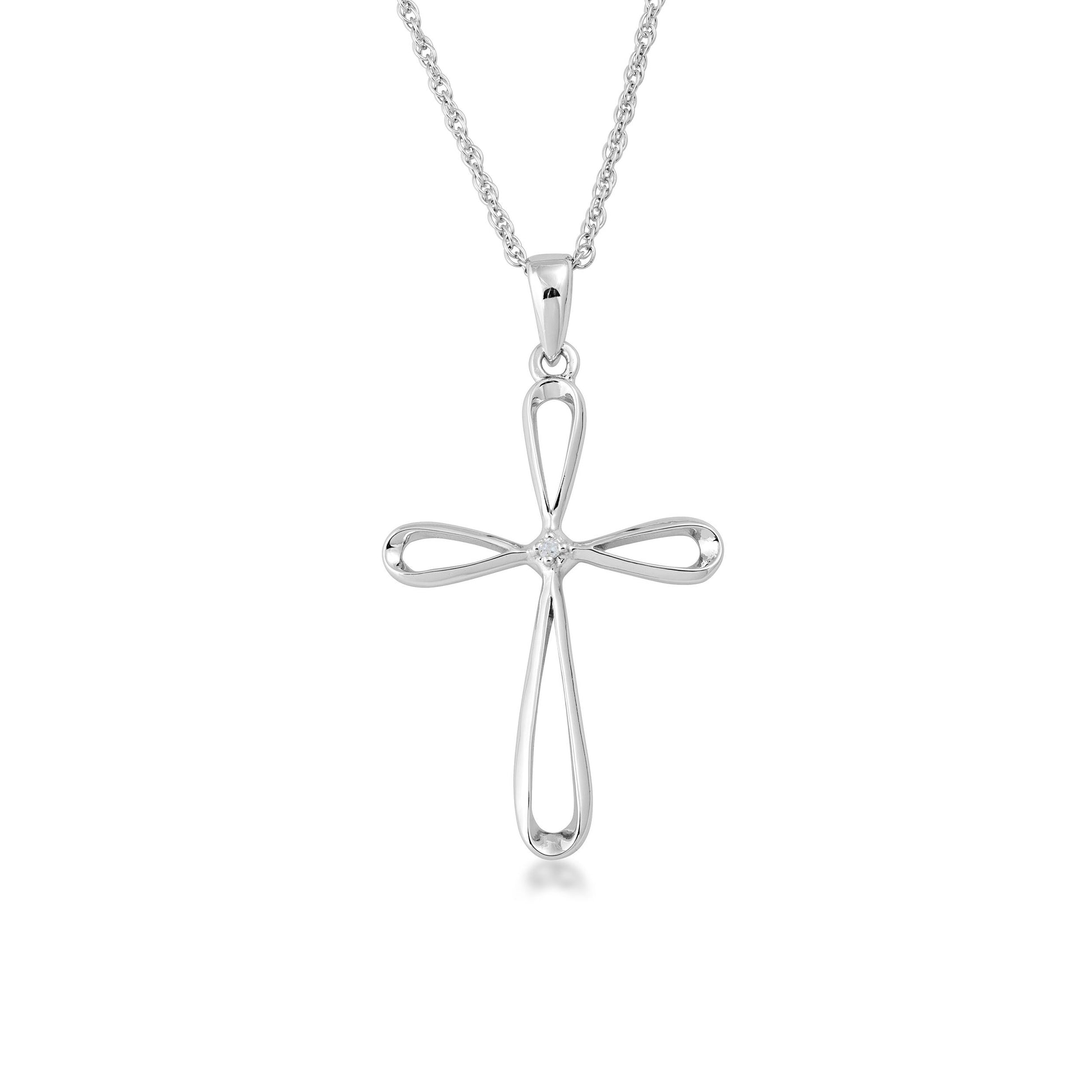 .01 ct. tw. Diamond Cut-Out Cross Pendant in Sterling Silver