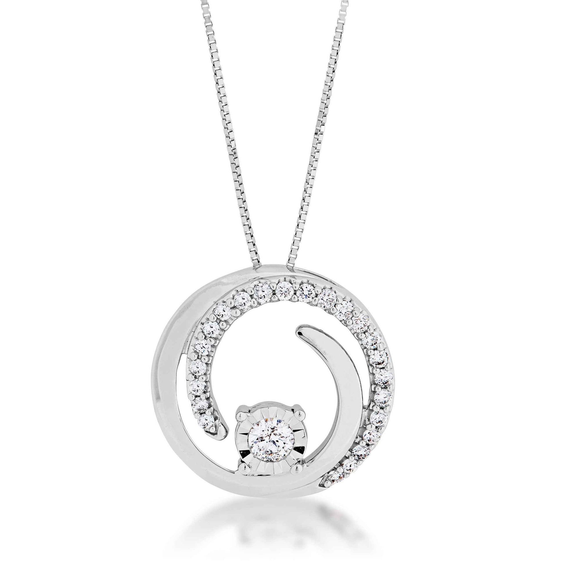 SIRENA 1/4 ct. tw. Circle Fashion Pendant in 14K White Gold