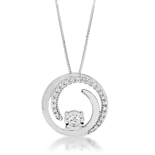 SIRENA 1/4 ct. tw. Circle Fashion Pendant in 14K White Gold