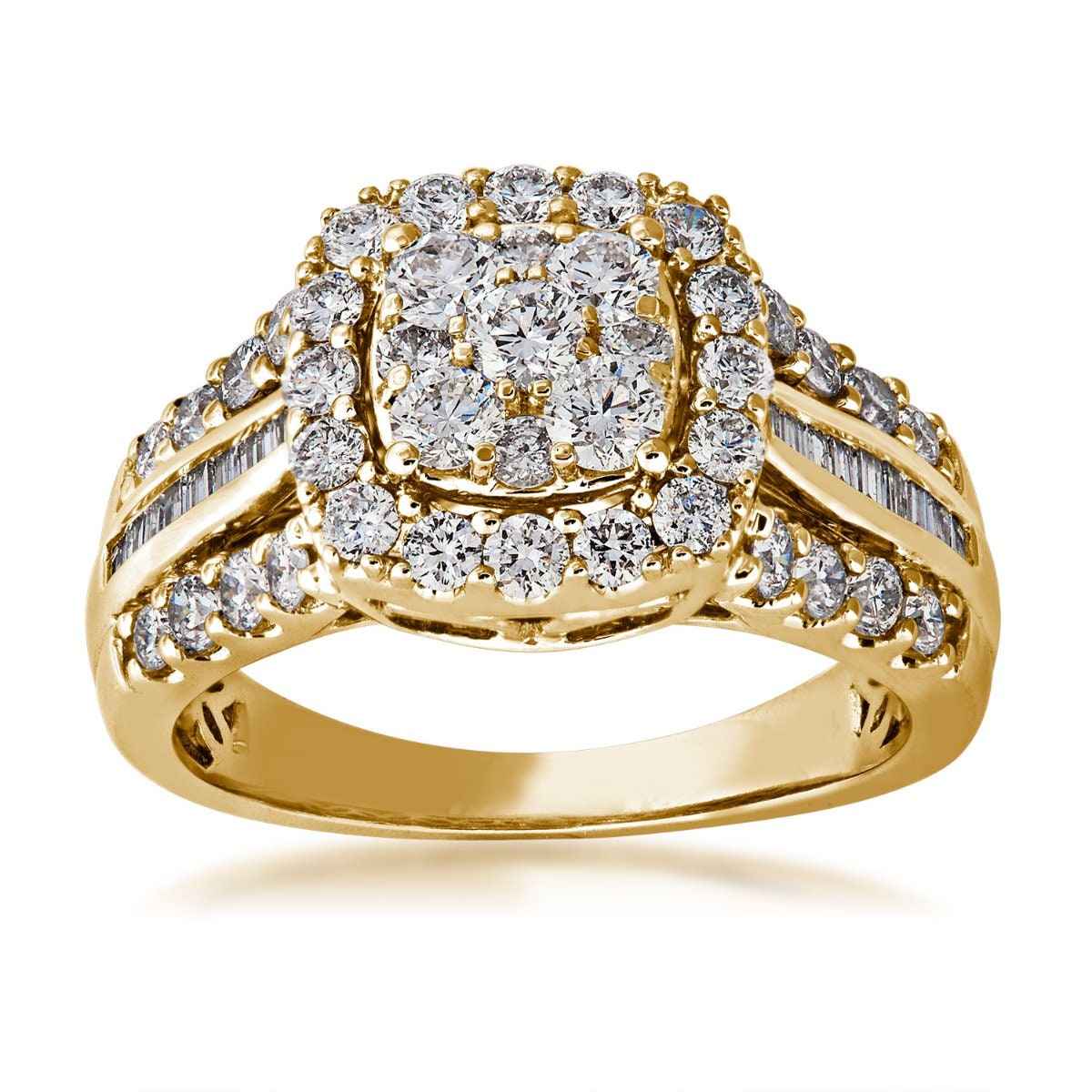 Cluster Diamond Engagement Ring in 10K Yellow Gold