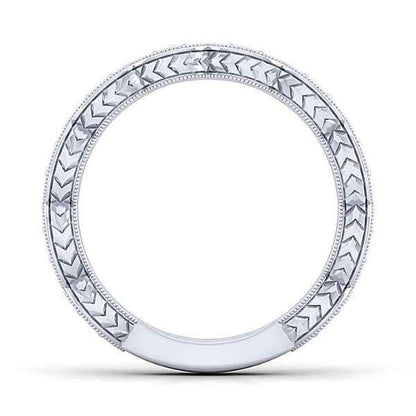 Gabriel & Co. 1/8 ct. tw. Diamond Vintage Wedding Ring in 14K White Gold close-up detail