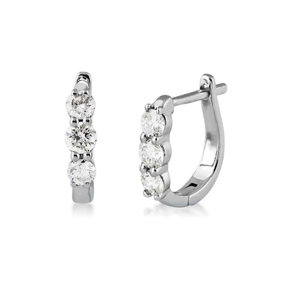 3-Stone 1/2 ct. tw. Diamond Hoop Earrings in 10K White Gold