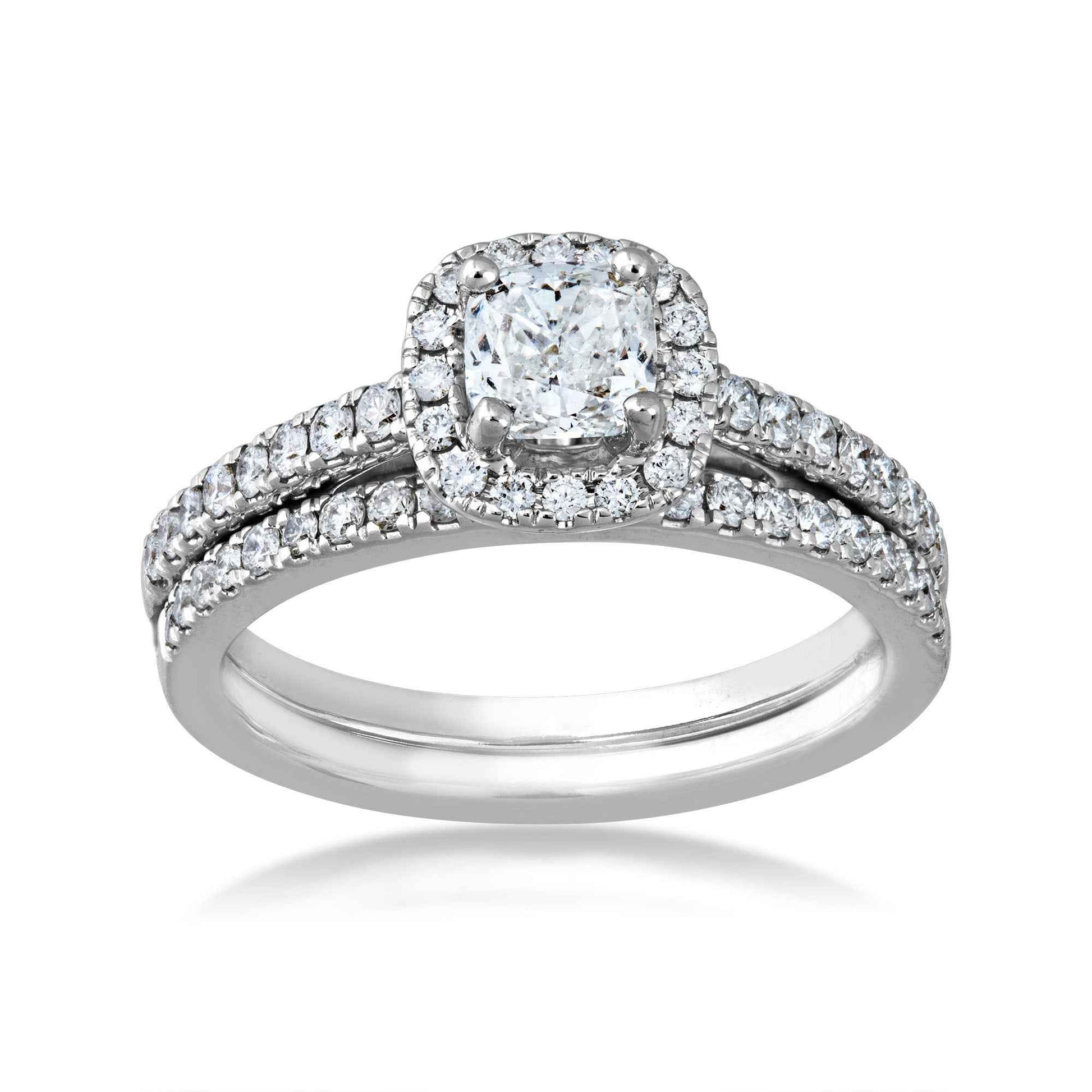 Amaura Collection 1-1/4 ct. tw. Cushion Cut Diamond Halo Wedding Set in 14K White Gold
