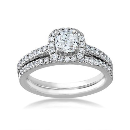 Amaura Collection 1-1/4 ct. tw. Cushion Cut Diamond Halo Wedding Set in 14K White Gold