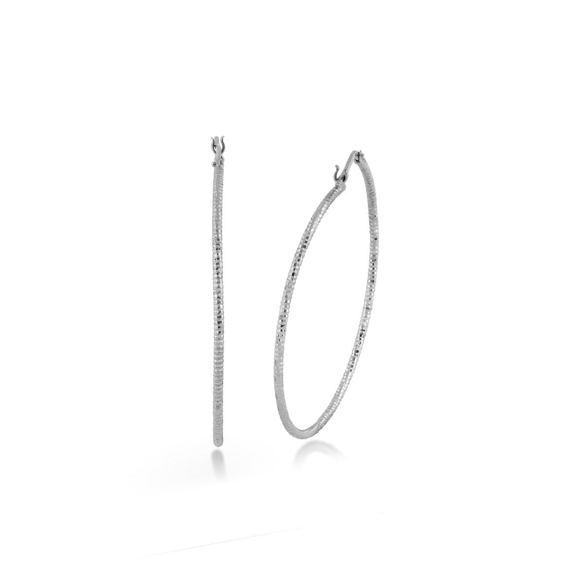 Diamond Cut Round Hoop Earrings in Sterling Silver
