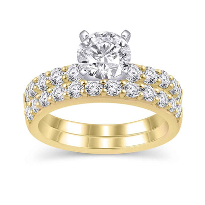 Natural 2 ct. tw. Round Brilliant Diamond Wedding Set in 14K Yellow Gold