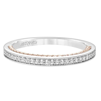 Artcarved Contemporary 1/7 ct. tw. Round Diamond Wedding Band with Inside Border Detailing in 14K Two-Tone Gold