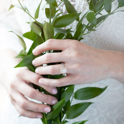 Amaura Collection 7/8 ct. tw. Cushion Cut Double Halo Diamond Wedding Set in 14K Two-Tone Gold full view