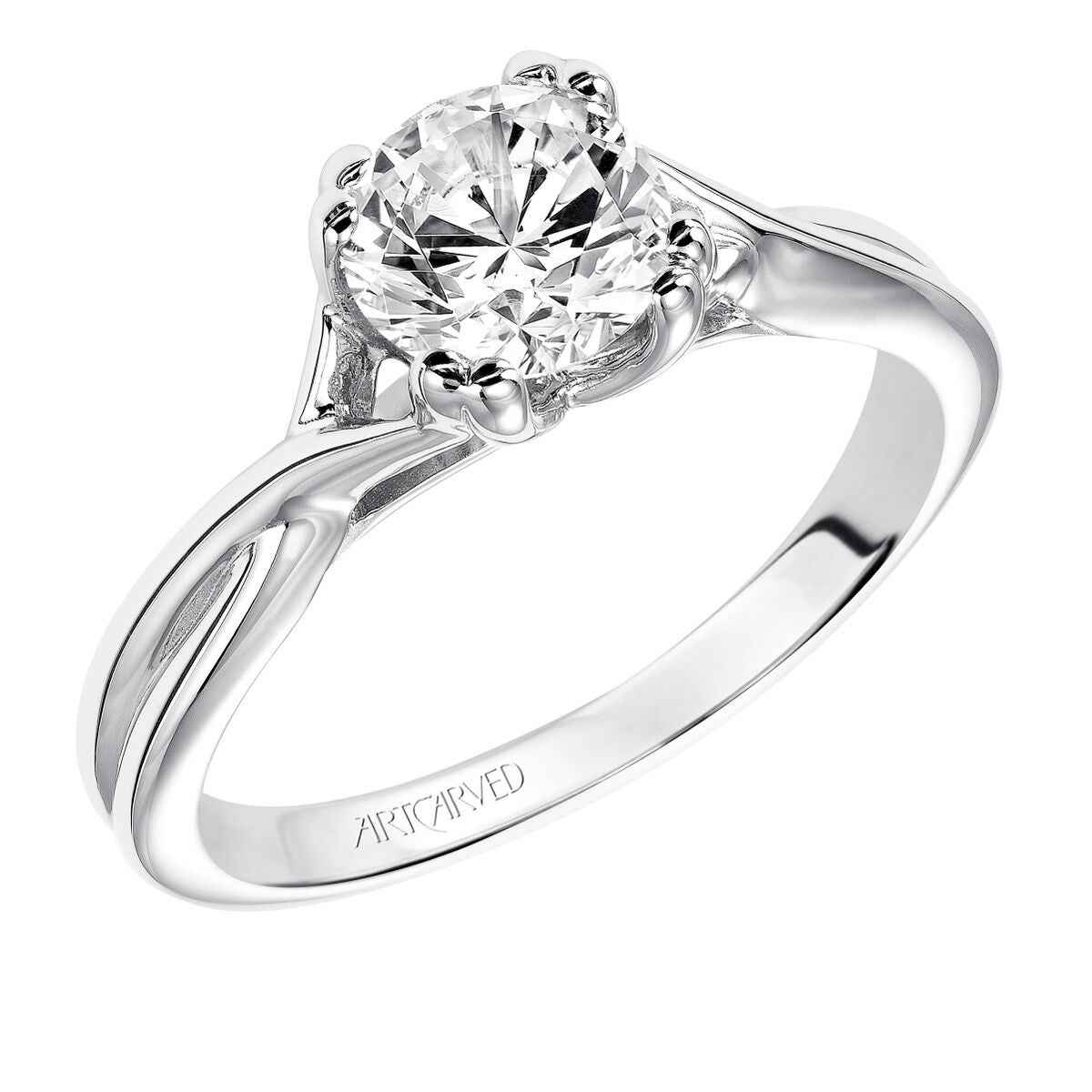 Artcarved Contemporary Semi-Mount Engagement Ring in 14K White Gold front view