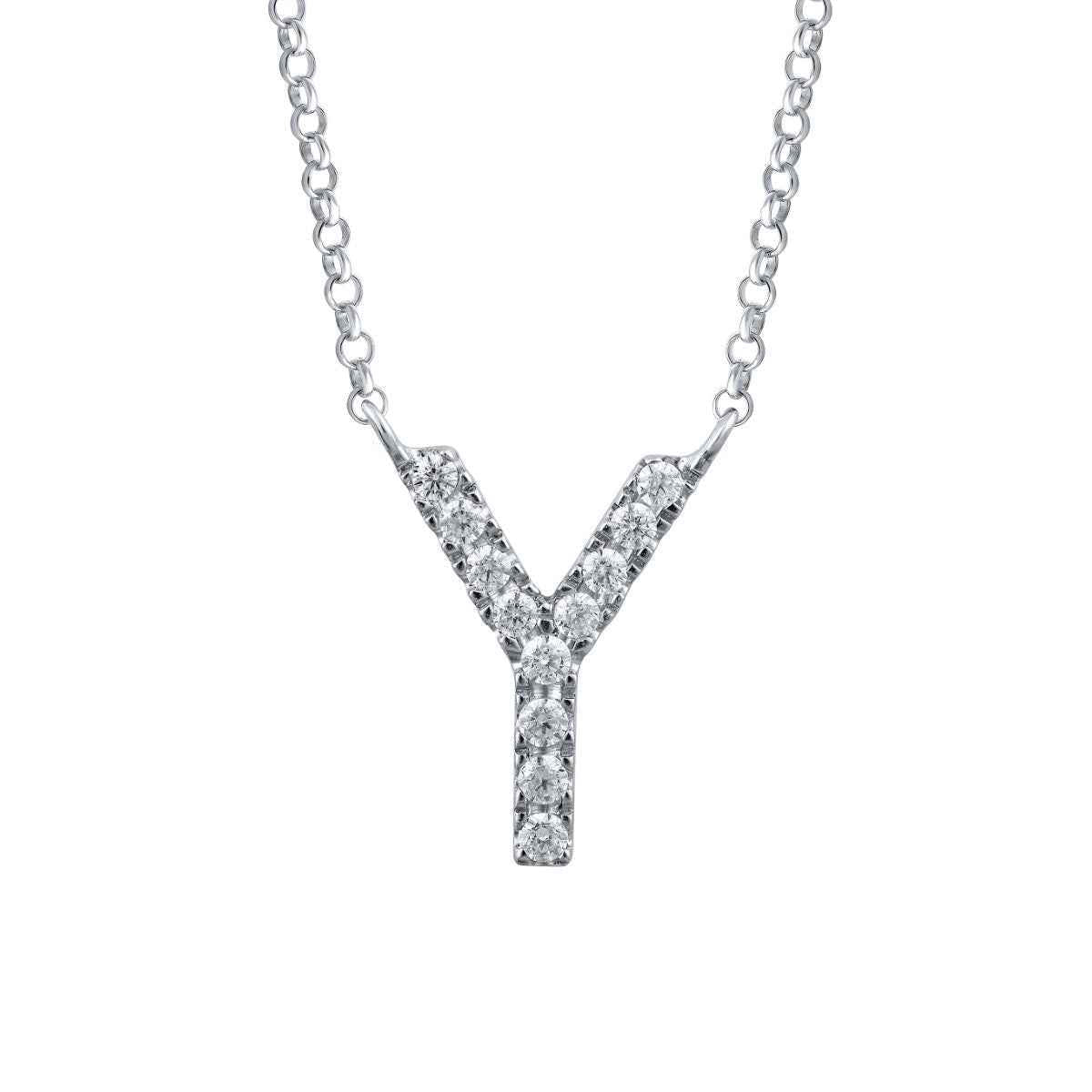 1/10 ct. tw. Diamond Letter Y 10mm Pendant in 10K White Gold