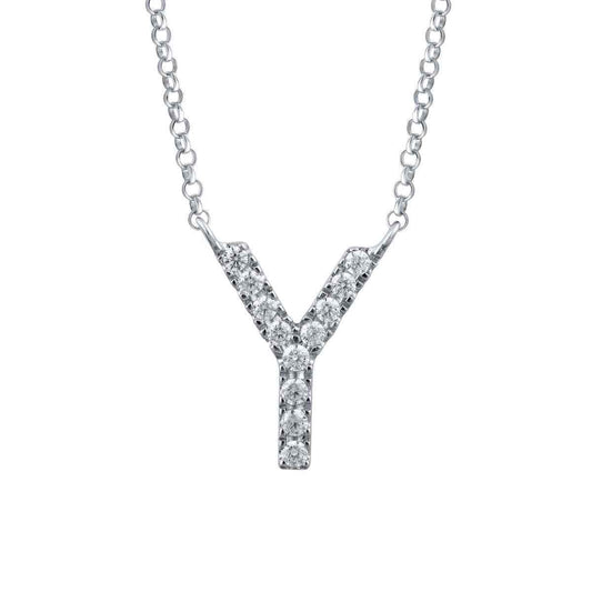 1/10 ct. tw. Diamond Letter Y 10mm Pendant in 10K White Gold