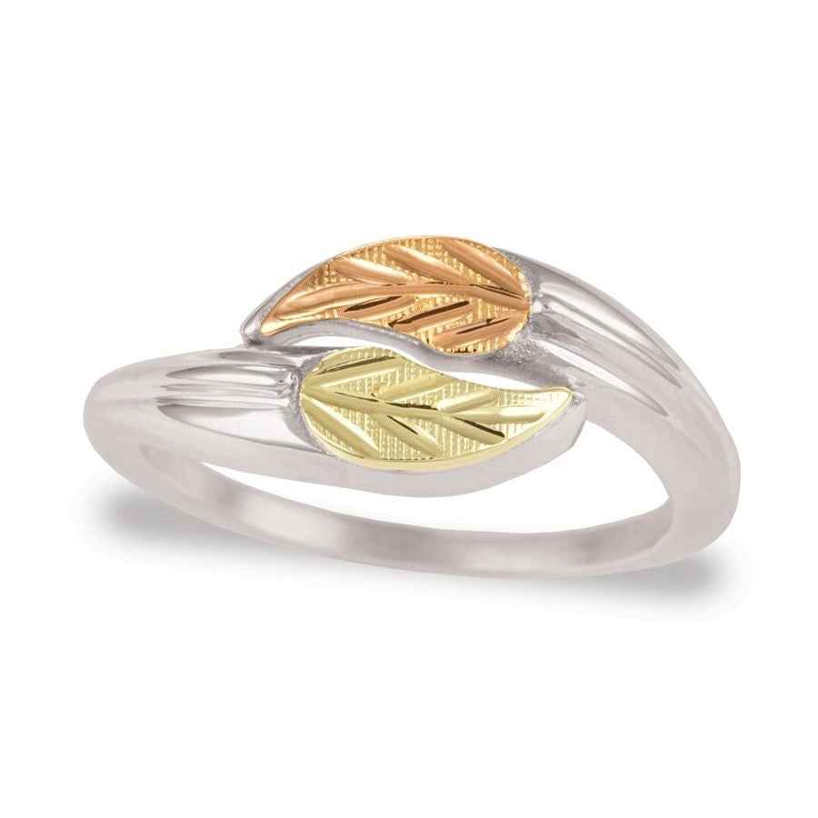 Black Hills Gold Ladies' Stacked Leaf Fashion Ring in Sterling Silver