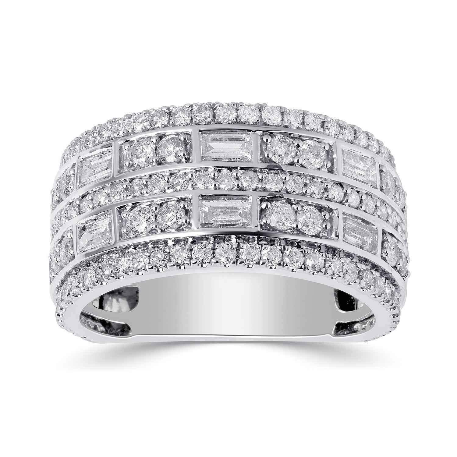 1-1/2 ct. tw. 5-Row Round and Baguette anniversary band in 10K white gold