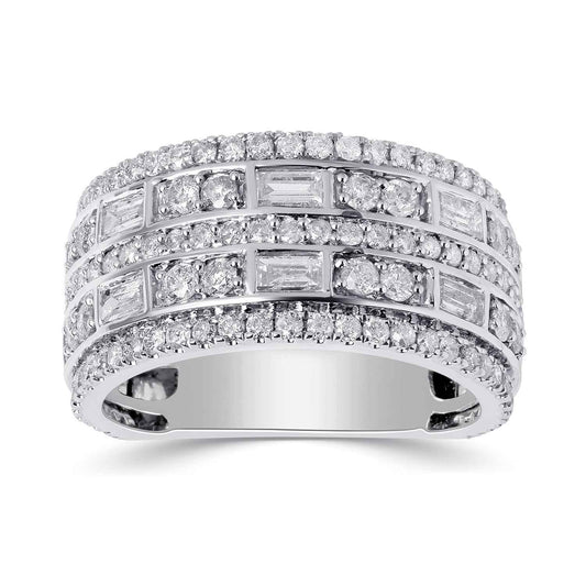 1-1/2 ct. tw. 5-Row Round and Baguette anniversary band in 10K white gold