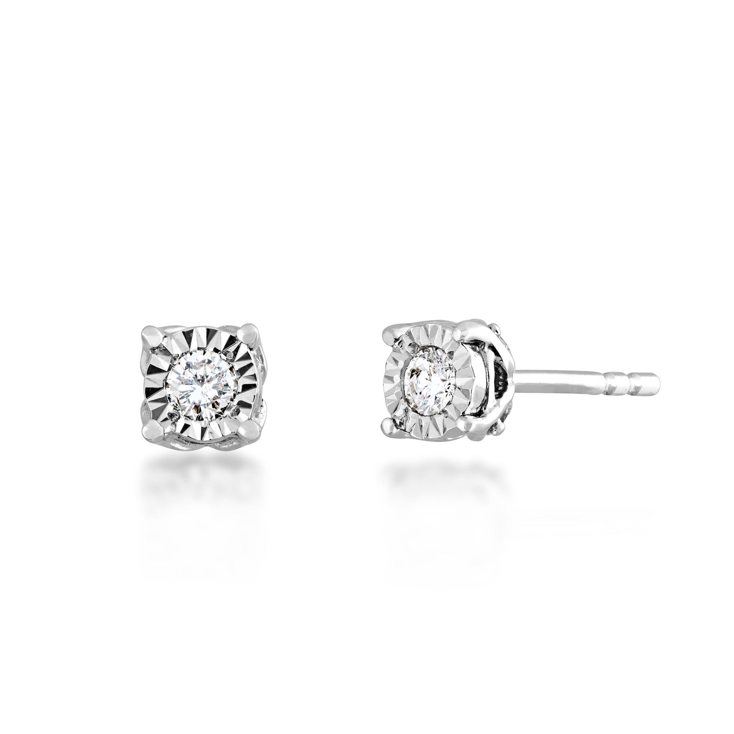 1/4 ct. tw. Round Diamond Stud Earrings with Miracle Plates in 10K White Gold
