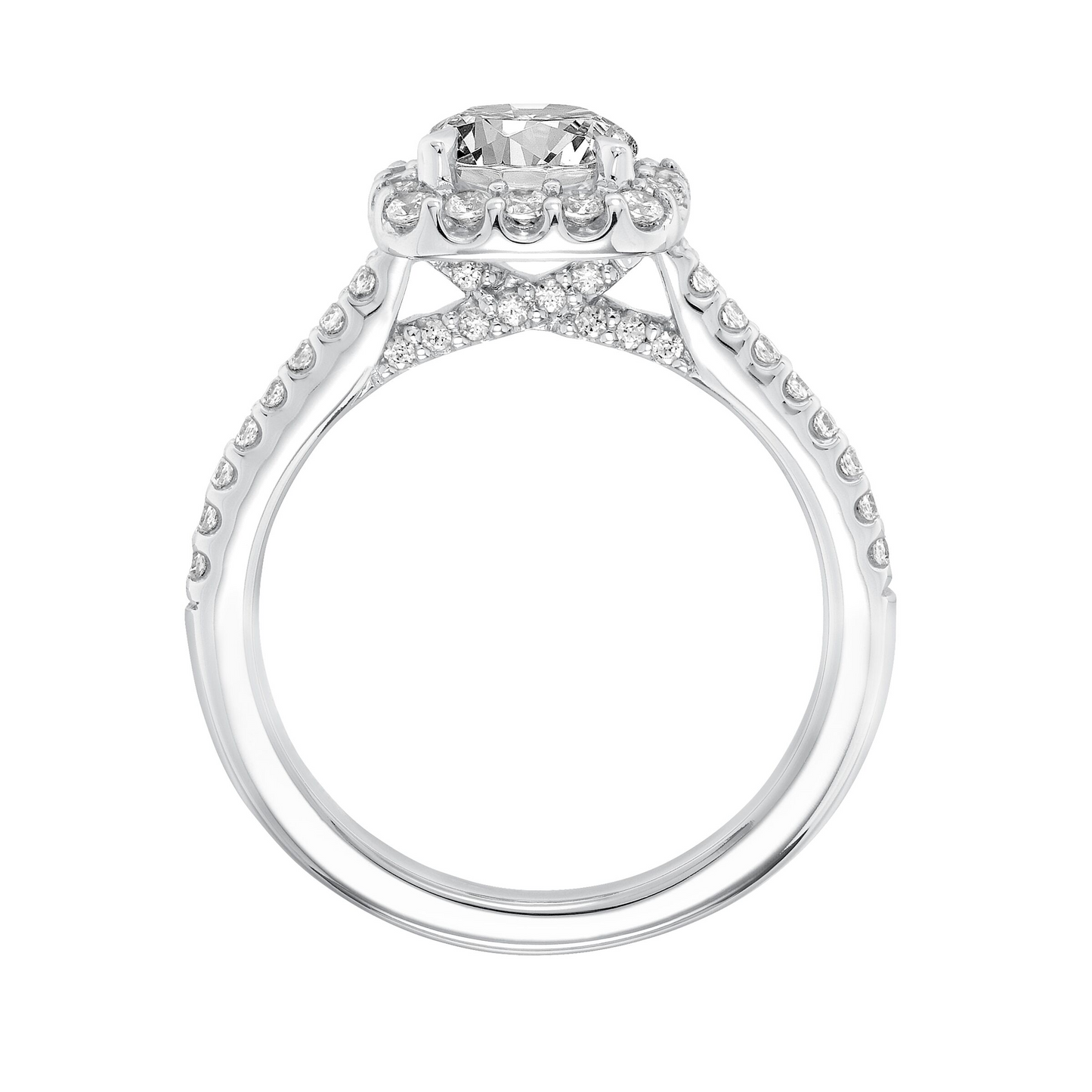 Artcarved Classic 1/2 ct. tw. Diamond Semi-Mount Engagement Ring with Halo in 14K White Gold front view