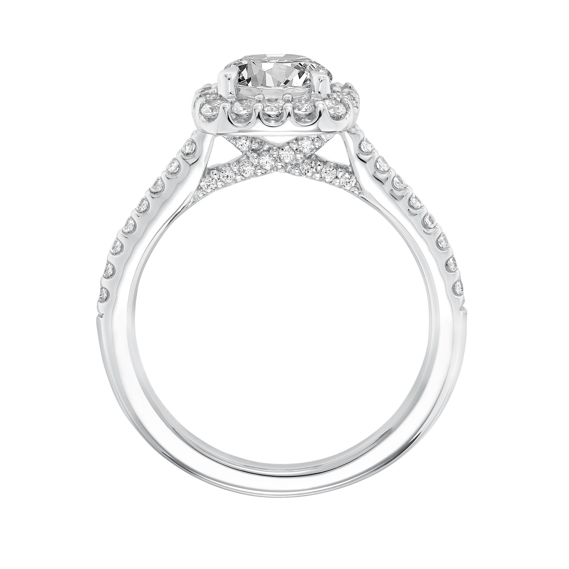Artcarved Classic 1/2 ct. tw. Diamond Semi-Mount Engagement Ring with Halo in 14K White Gold front view