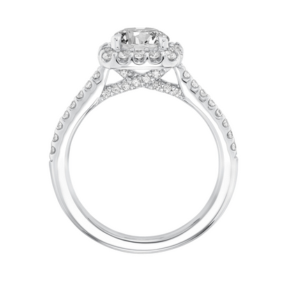Artcarved Classic 1/2 ct. tw. Diamond Semi-Mount Engagement Ring with Halo in 14K White Gold front view