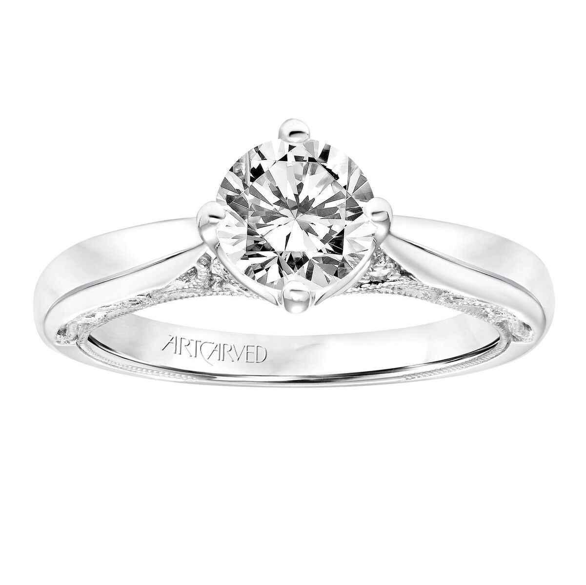 Artcarved Vintage .07 ct. tw. Filigree Style Diamond Semi-Mount Engagement Ring in 14K White Gold