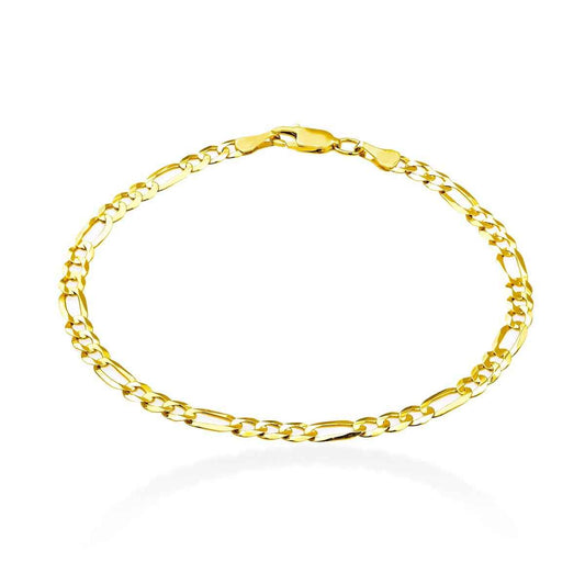 3.8MM 9-inch Solid Figaro Chain Bracelet in 10K Yellow Gold