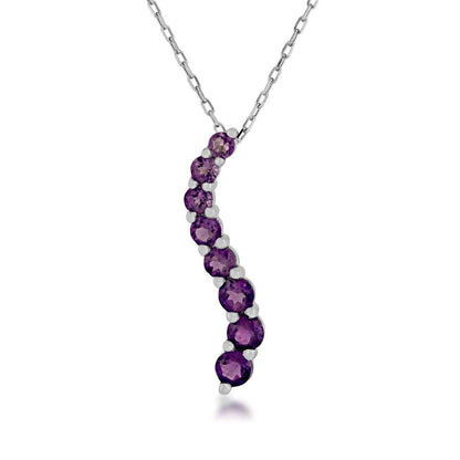 Journey Collection Amethyst 8 Stone Pendant in Sterling Silver