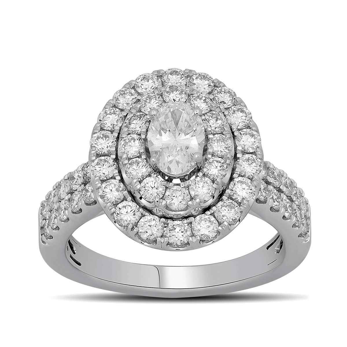 Adamante 2 ct. tw. Lab-Grown Engagement Ring with a 1/2 ct. Oval Cut Diamond Center in 10K White Gold close-up detail