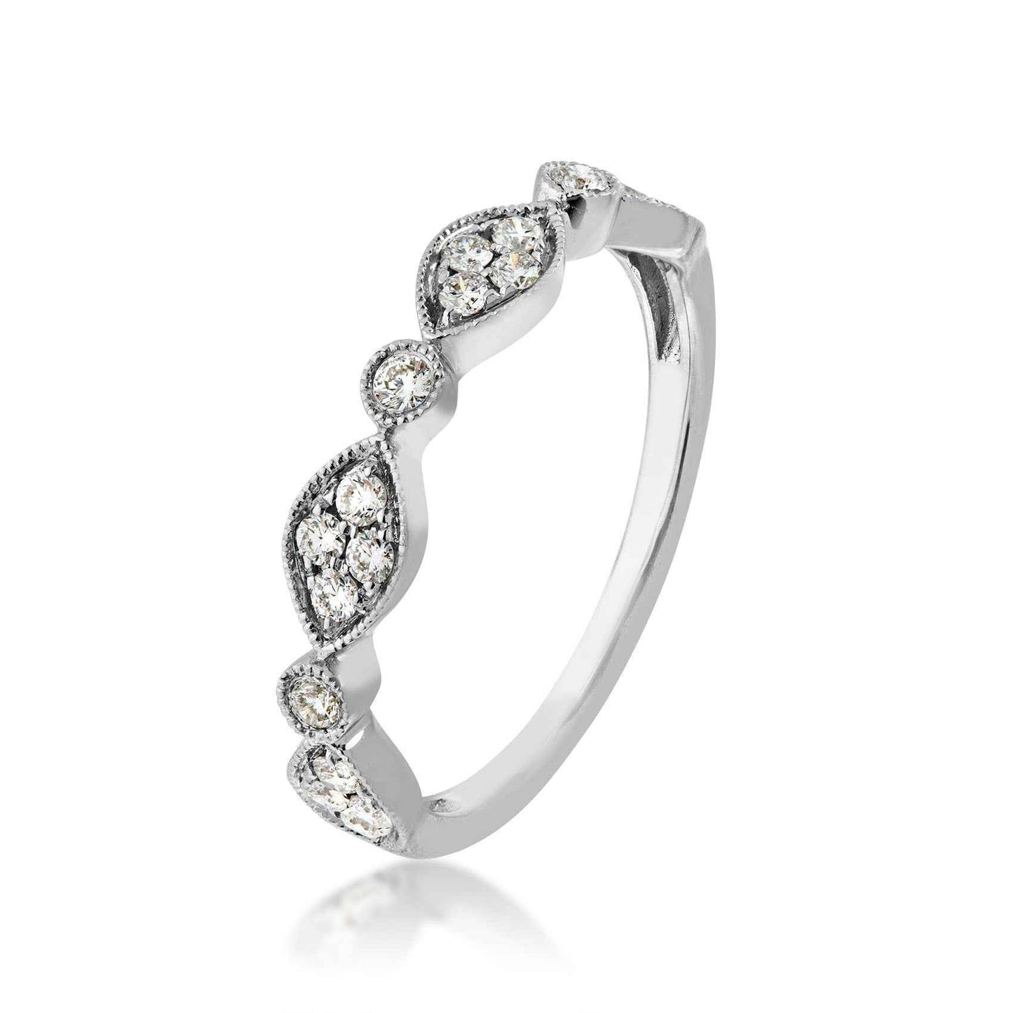 Perfect Match 1/3 ct. tw. Cluster & Single Diamond Stackable Anniversary Ring in 10K White Gold front view