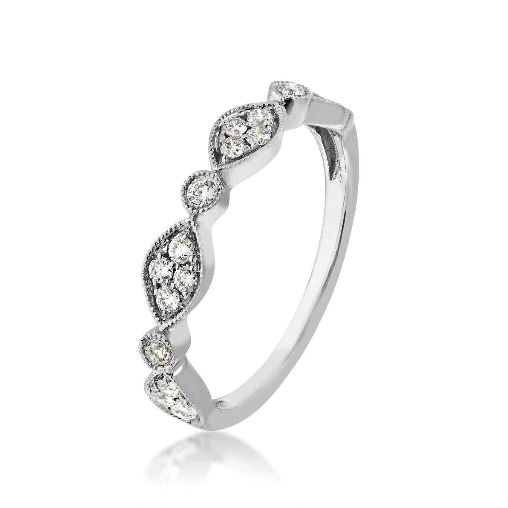 Perfect Match 1/3 ct. tw. Cluster & Single Diamond Stackable Anniversary Ring in 10K White Gold front view