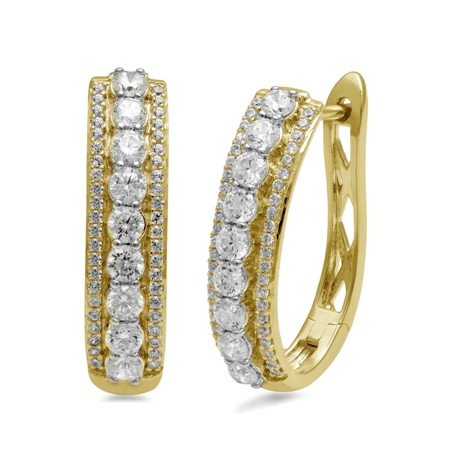 1 ct. tw. Round Diamond Hoop Hinged-Back Earrings in 10K Yellow Gold