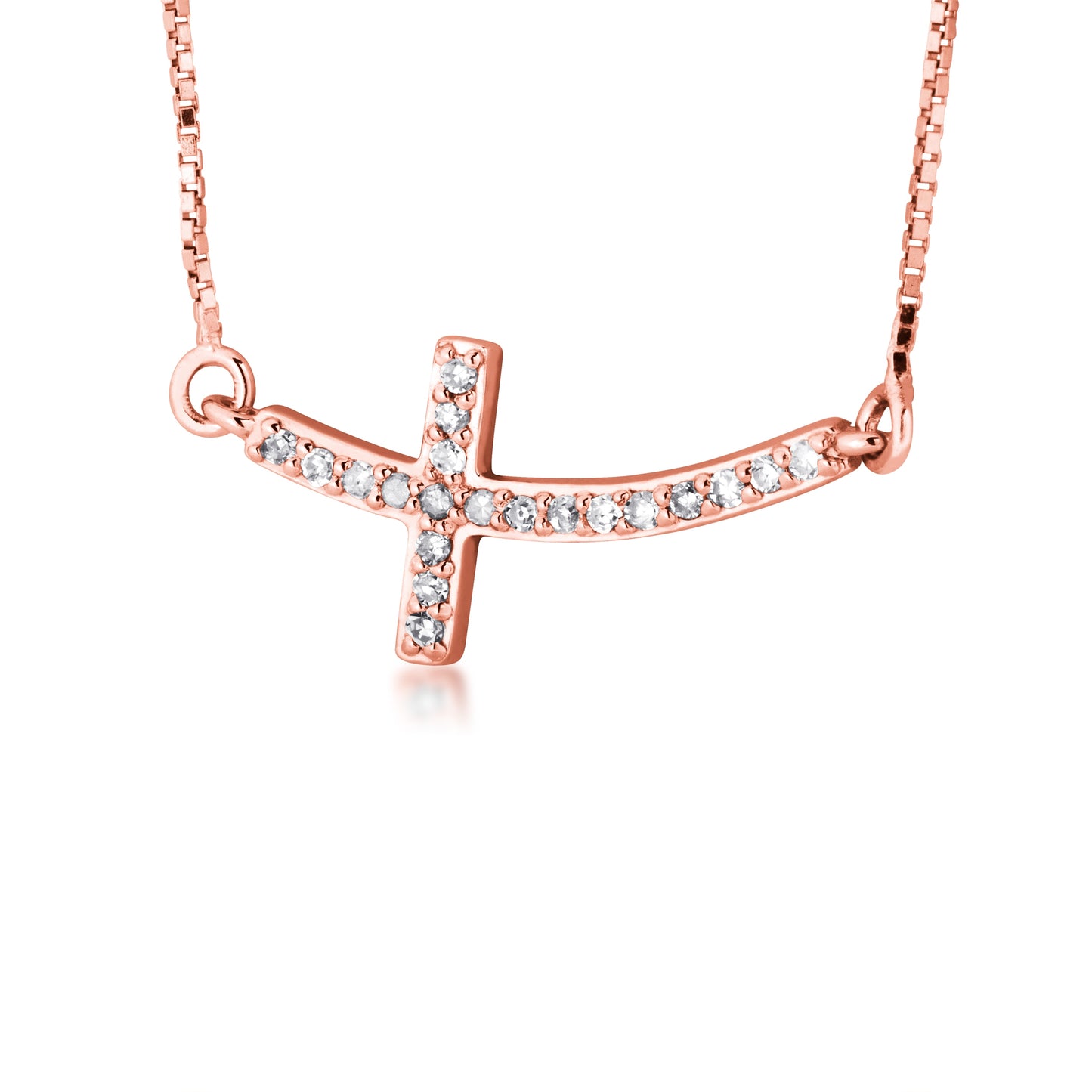 1/10 ct. tw. Diamond Sideways Cross Pendant in 10K Pink Gold